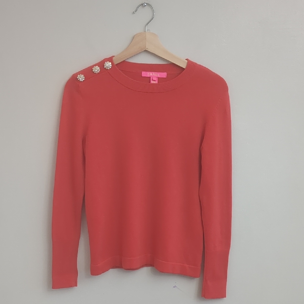 Lilly Pulitzer Coral Cotton Sweater